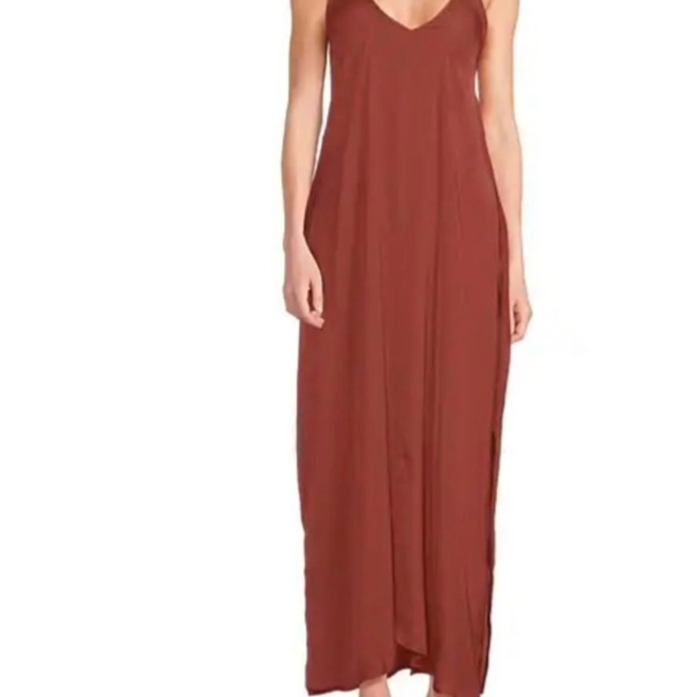 Van Winkle & Co Elegant Rust Maxi Slip Dress